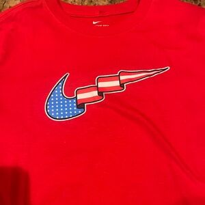 Nike Kids Red Tee with Flag Graphic